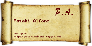 Pataki Alfonz névjegykártya